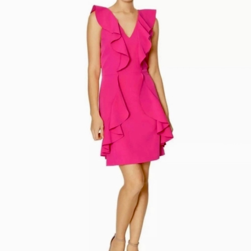 Laundry by Shelli Segal | Hot Pink Ruffle Detail Dress NWT - Feminine - Romantic
